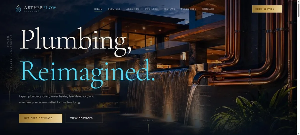 AetherFlow Plumbing website designed by SOSSRANK