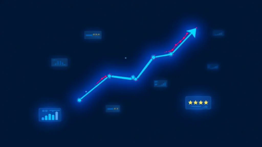 Rising growth chart and analytics dashboard illustration