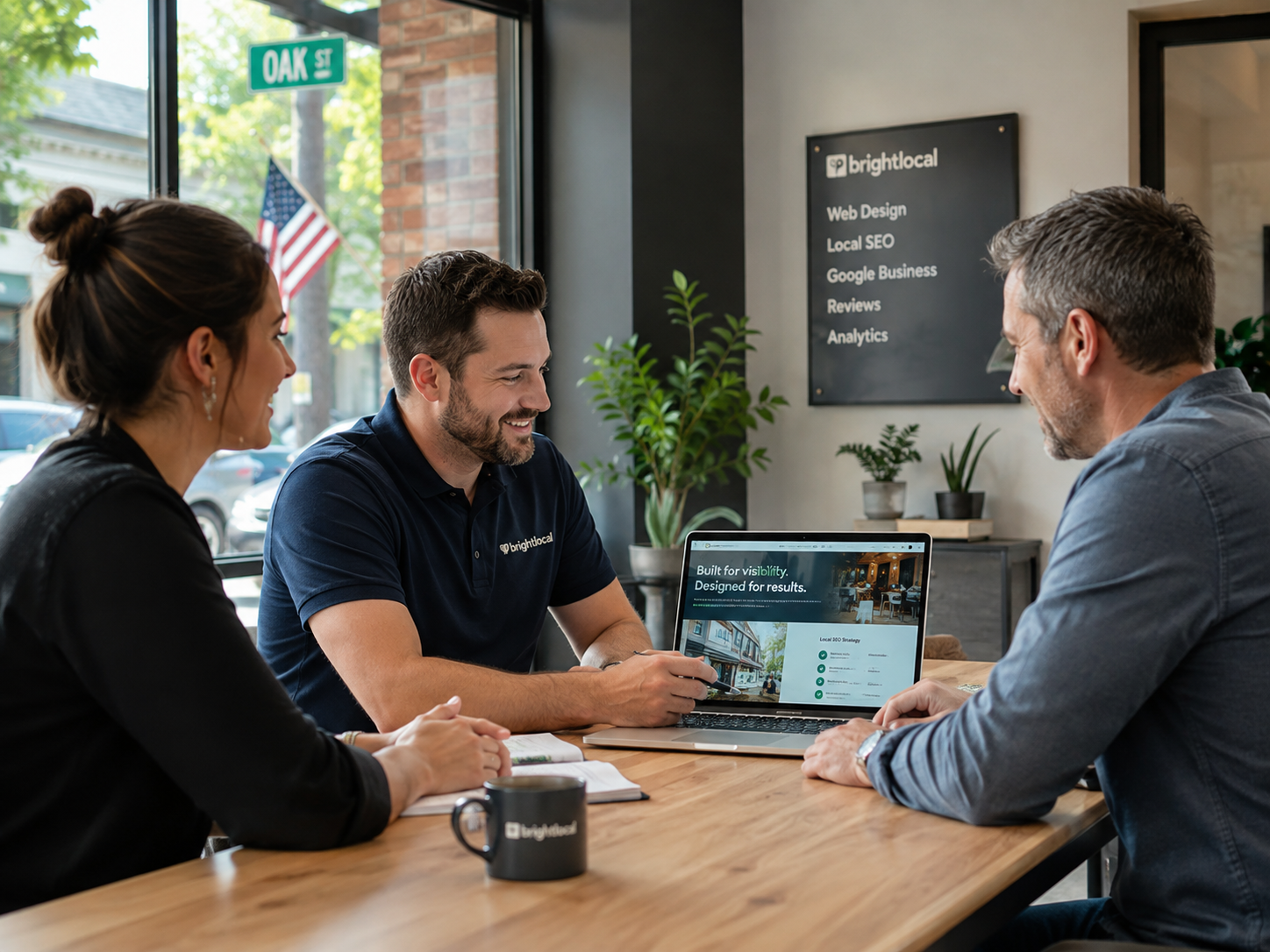 A local business owner meeting with the SOSSRANK team
